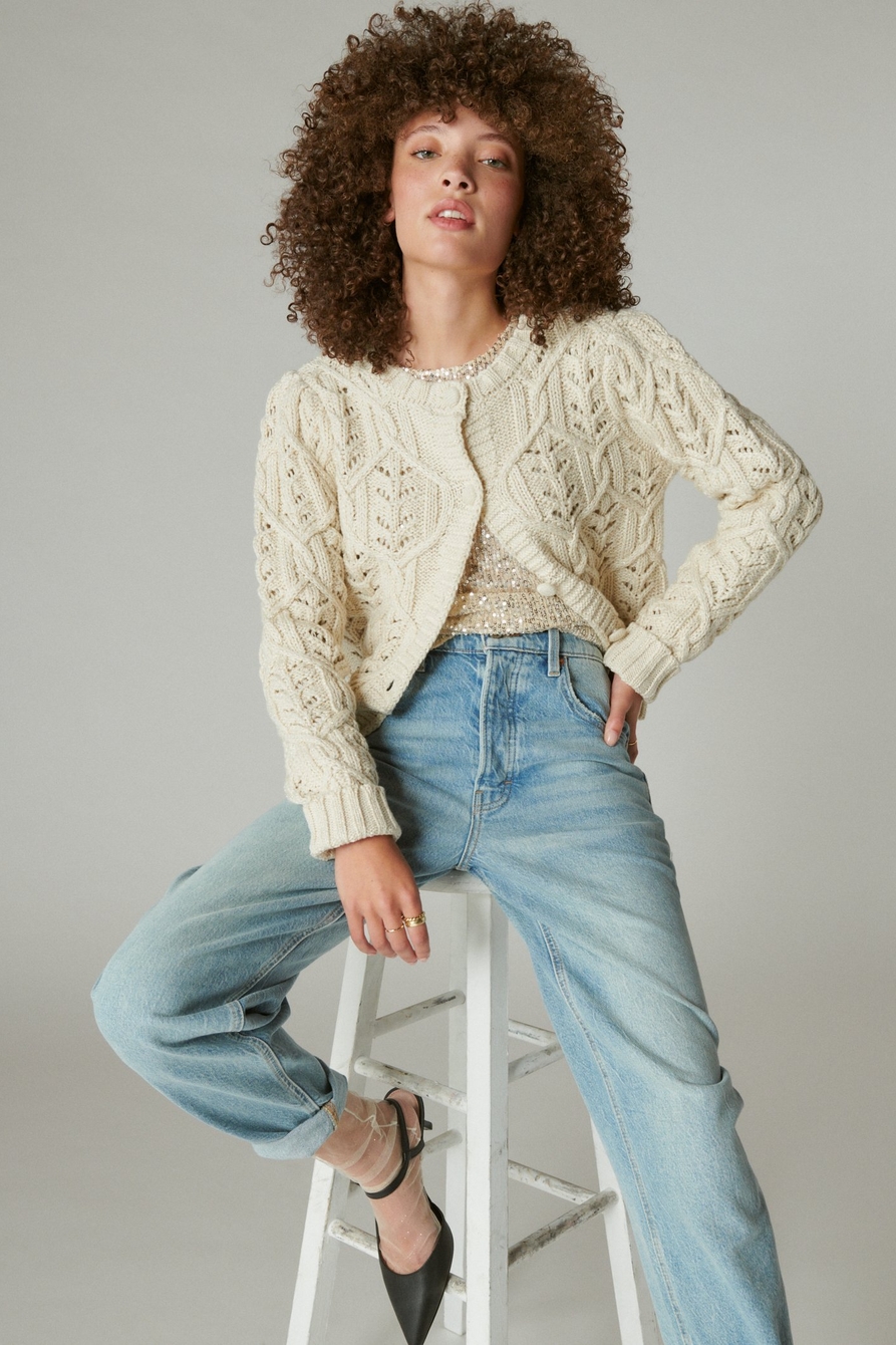 puff sleeve shine cardigan